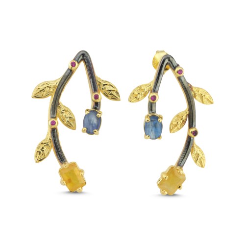 Flower Branch Tasarım Kadın Gümüş Küpe - CNG Jewels