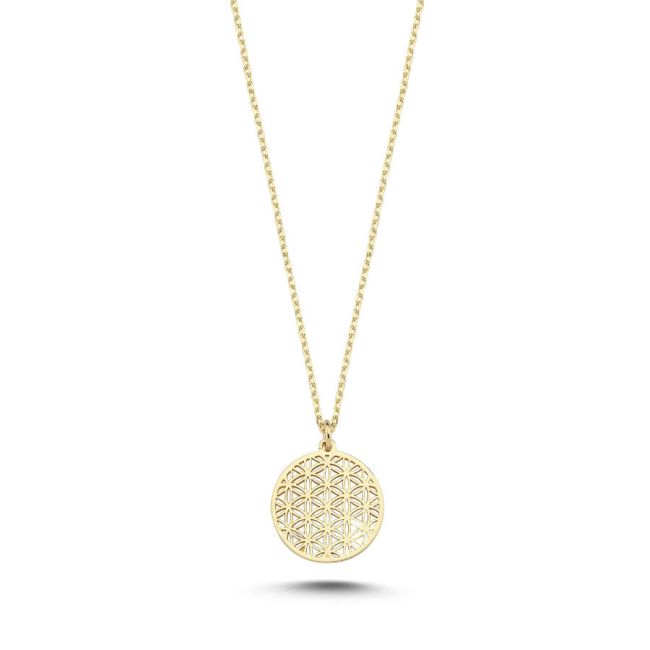 14 Carat Gold Flower of Life Necklace - 1