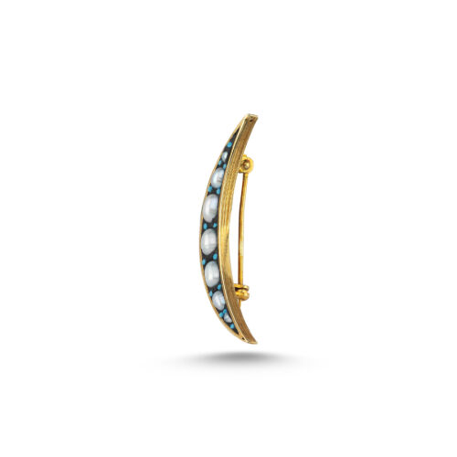 Gerçek İncili Hilal Gümüş Broş - CNG Jewels (1)