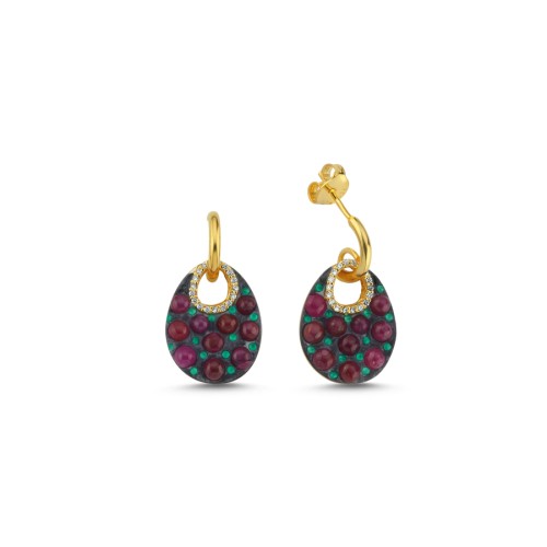 Gerçek Yakut Spring Tasarım Gümüş Küpe - CNG Jewels