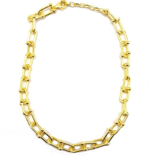 Gold Rengi Kalın Halkalı Zincir Gümüş Halhal - CNG Jewels