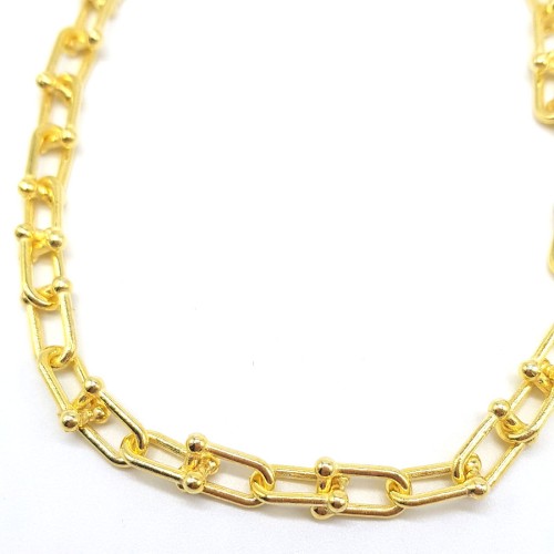 Gold Rengi Kalın Halkalı Zincir Gümüş Halhal - CNG Jewels (1)