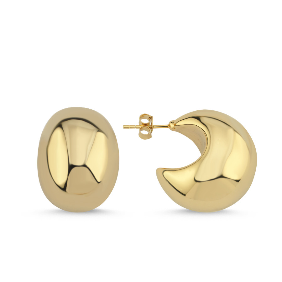 Gold Tombul Halka Gümüş Küpe - CNG Jewels