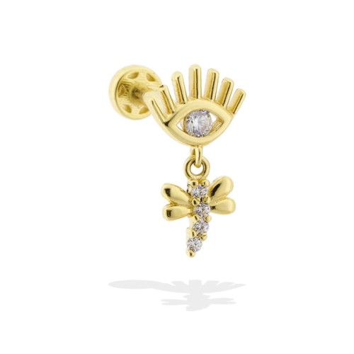Göz Sallantılı Yusukçuk Altın Tragus Piercing - CNG Jewels