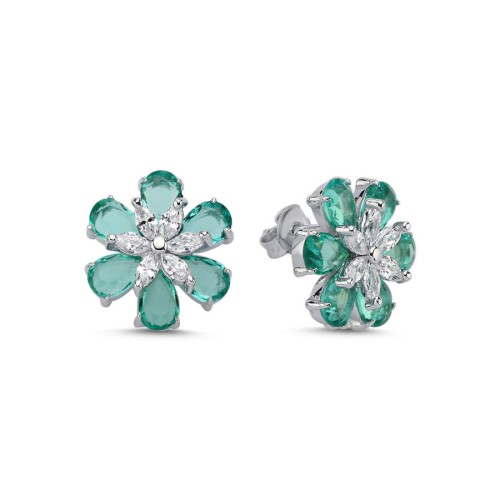 Green Papatya Bayan Gümüş Küpe - CNG Jewels