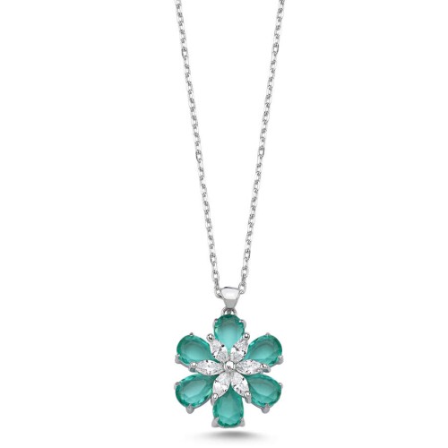 Green Papatya Kadın Gümüş Kolye - CNG Jewels