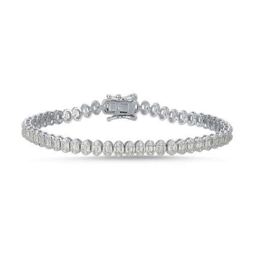 Gümüş Baget Taşlı Oval Su Yolu Bileklik - CNG Jewels (1)