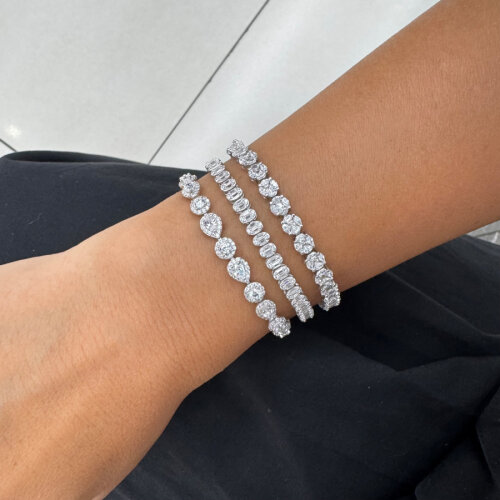 Silver Baguette Stone Oval Waterway Bracelet - CNG Jewels (1)