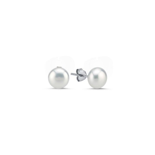 Gümüş Minimal Yuvarlak İnci Küpe - CNG Jewels