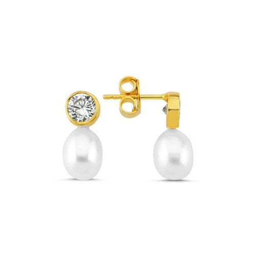 Gümüş Tektaş Damla Gerçek İnci Küpe - CNG Jewels