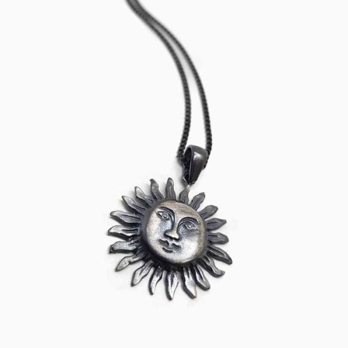 Güneş 925 Ayar Gümüş Erkek Kolye - CNG Jewels