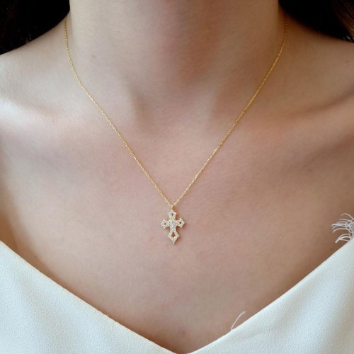 Haç Gold Gümüş Kadın Kolye - CNG Jewels (1)