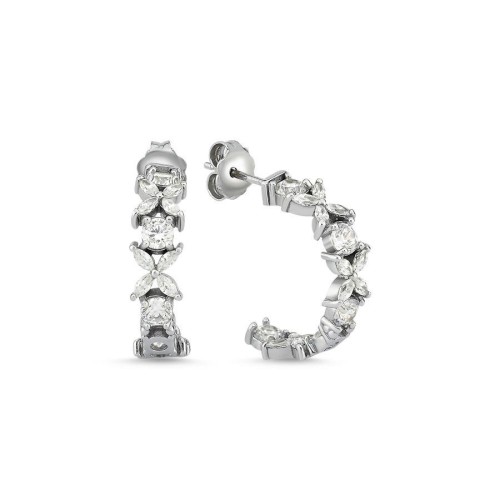Halka Markiz Roza Gümüş Kadın Küpe - CNG Jewels