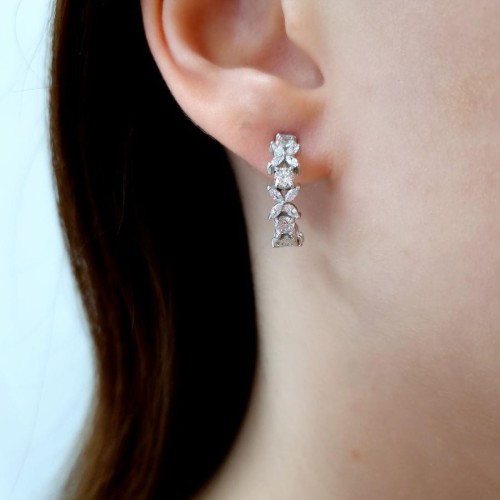 Halka Markiz Roza Gümüş Kadın Küpe - CNG Jewels (1)