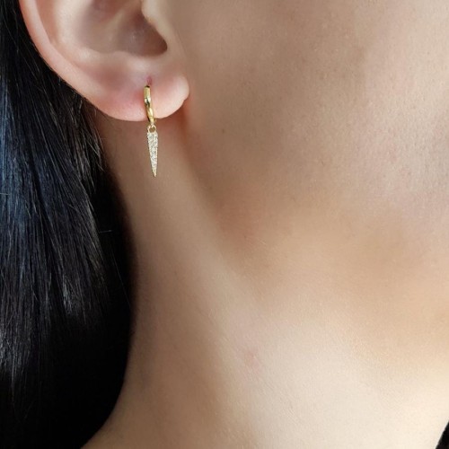 Halka Sallantılı Modern Üçgen Gold Gümüş Bayan Küpe - CNG Jewels