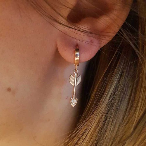 Hoop Dangle Arrow Silver Women's Earrings 