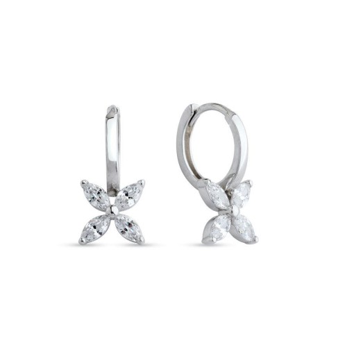 Halkalı Küçük Markiz Roza Gümüş Kadın Küpe - CNG Jewels