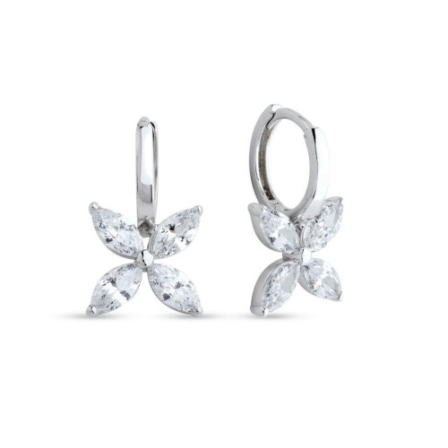 Halkalı Markiz Roza Gümüş Kadın Küpe - CNG Jewels