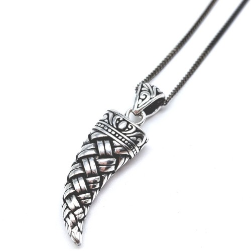 Hasır Dokulu Fildişi Gümüş Erkek Kolye - CNG Jewels (1)