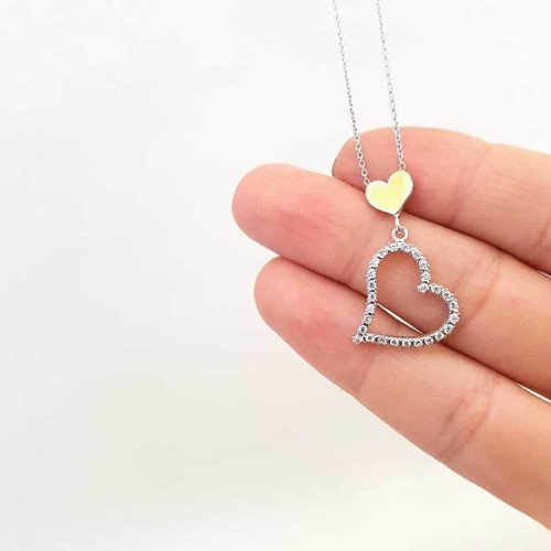 İki Kalpli Gümüş Kadın Kolye - CNG Jewels (1)