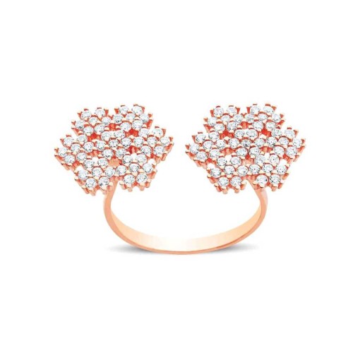 İki Kartanesi Gümüş Bayan Yüzük - CNG Jewels