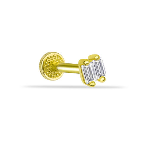 İkili Baget Altın Tragus Piercing - CNG Jewels