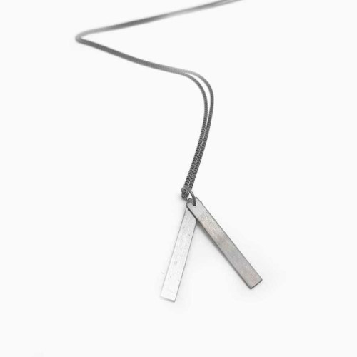 İkili İnce Plaka 925 Ayar Gümüş Erkek Kolye - CNG Jewels