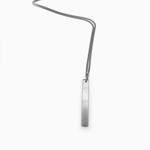 İkili İnce Plaka 925 Ayar Gümüş Erkek Kolye - 3