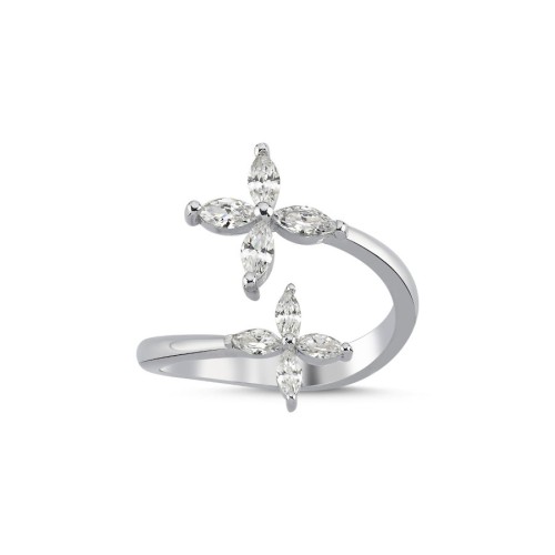 İkili Markiz Roza Kadın Gümüş Yüzük - CNG Jewels