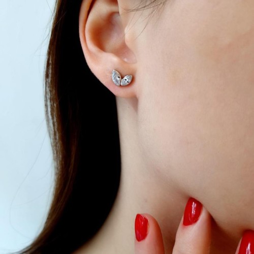 İkiz Markiz Minimal Kadın Gümüş Küpe - CNG Jewels (1)