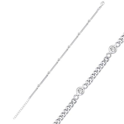 Minimal Gurmet Interlaced Stone Silver Bracelet - CNG Jewels