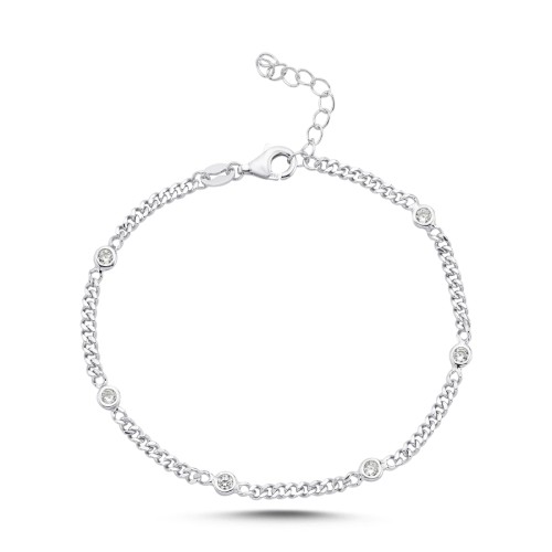 Minimal Gurmet Interlaced Stone Silver Bracelet - CNG Jewels (1)