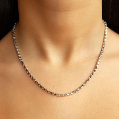 İtalyan Parlak Kafes Gümüş Bayan Zincir - CNG Jewels