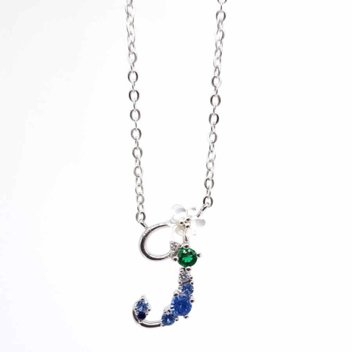 J Harfi Çiçekli Bayan Gümüş Kolye - CNG Jewels