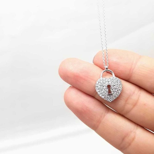 Kalbimin Kilidi Gümüş Kadın Kolye - CNG Jewels (1)