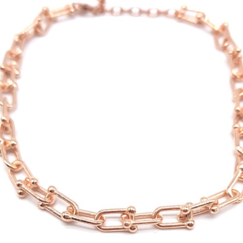 Kalın Halkalı Zincirli Rosegold Gümüş Halhal - CNG Jewels (1)