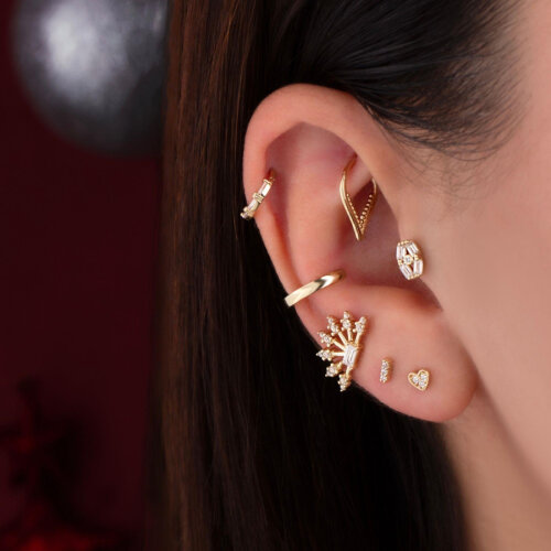 Kalp Altın Helix Piercing - CNG Jewels (1)