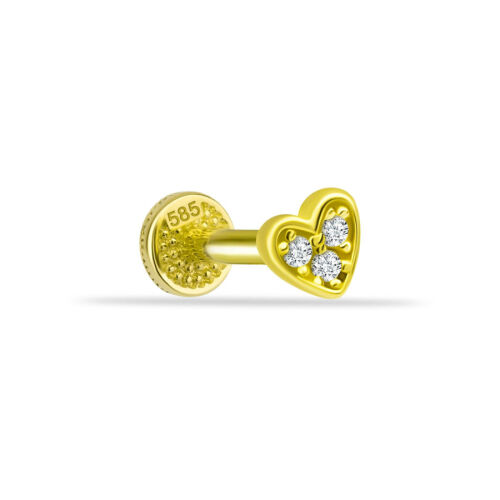 Kalp Altın Tragus Piercing - CNG Jewels