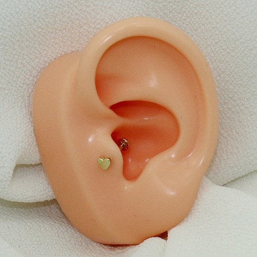 Kalp Minimal Altın Tragus Piercing - 3