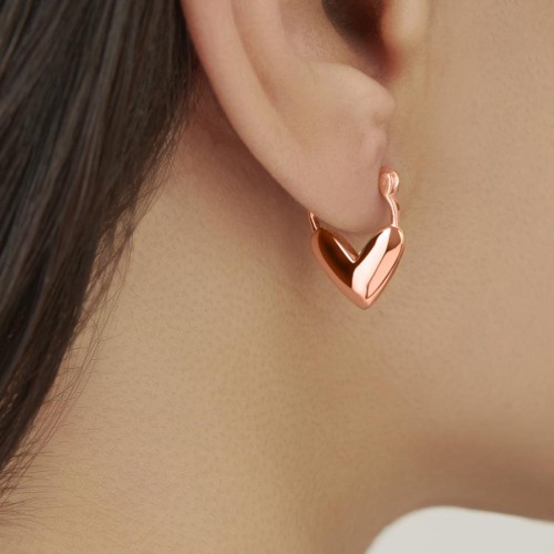 Kalp Rose Gümüş Bayan Küpe - CNG Jewels