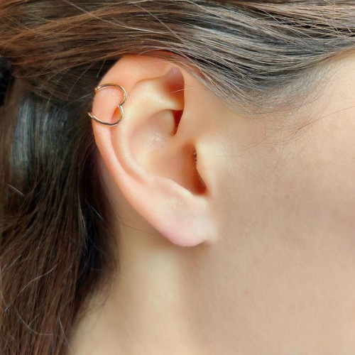 Kalp Rose Kıkırdak Cuff Gümüş Kadın Küpe - CNG Jewels
