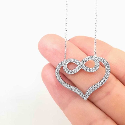 Kalp Sonsuzluk Gümüş Bayan Kolye - CNG Jewels (1)
