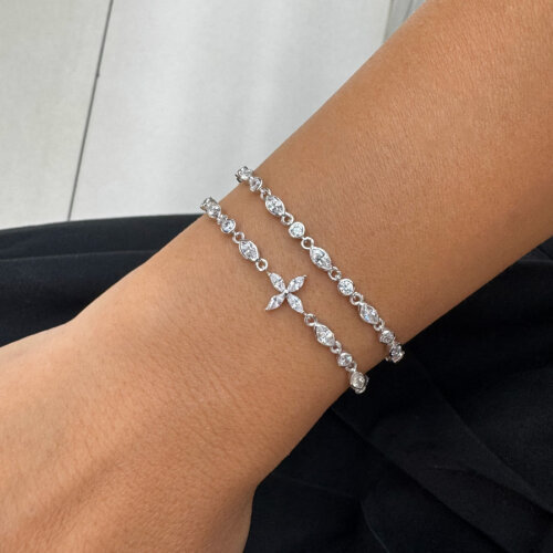 Heart Stone Chain Women's Silver Bracelet - CNG Jewels (1)