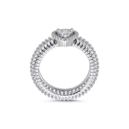 Kalp Tektaş Akordiyon Kadın Gümüş Yüzük - CNG Jewels (1)