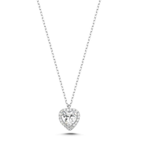 Kalp Tektaş Gümüş Kadın Kolye - CNG Jewels