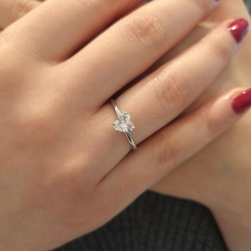 Kalp Tektaş Gümüş Kadın Yüzük - CNG Jewels
