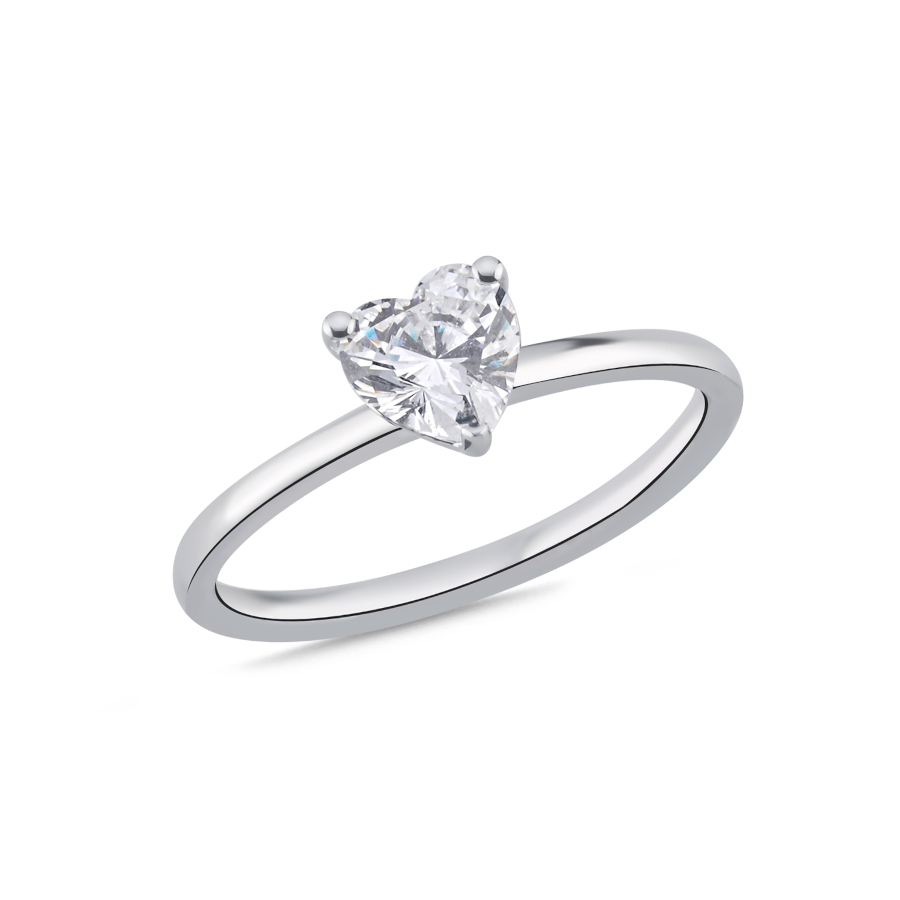 1 Karat Kalp Tektaş Gümüş Yüzük - CNG Jewels
