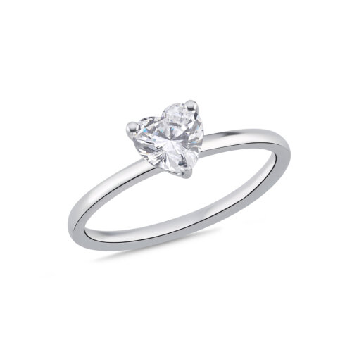 1 Karat Kalp Tektaş Gümüş Yüzük - CNG Jewels