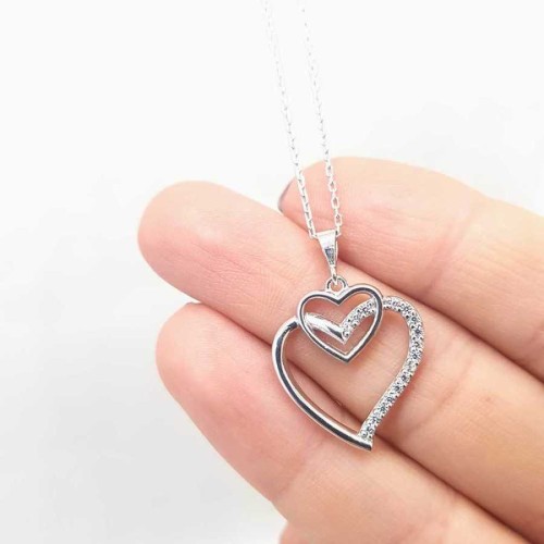 Kalplerimiz Gümüş Bayan Kolye - CNG Jewels (1)