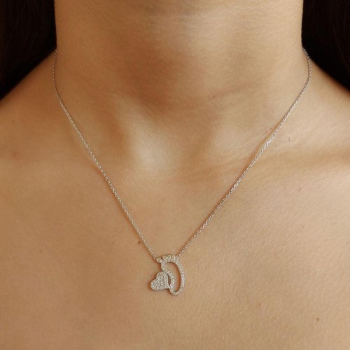 Kalpli Bebek Ayağı Gümüş Bayan Kolye - CNG Jewels